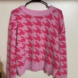 Pink Houndstooth Sweater